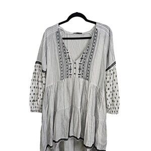 Zara Black and White Patterned Tunic Dress